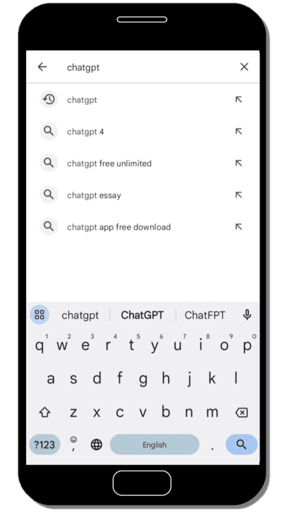 20230728 083729 On the search bar type "ChatGPT" and press search button.