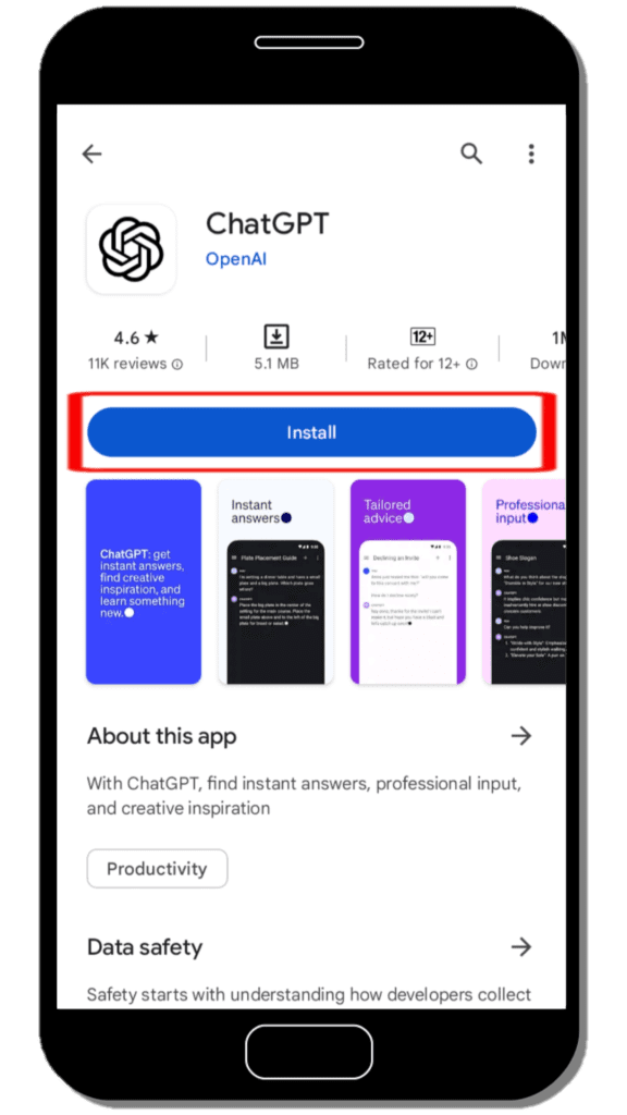 20230728 084549 Click on "ChatGPT" app or click here and then press "Install" button.